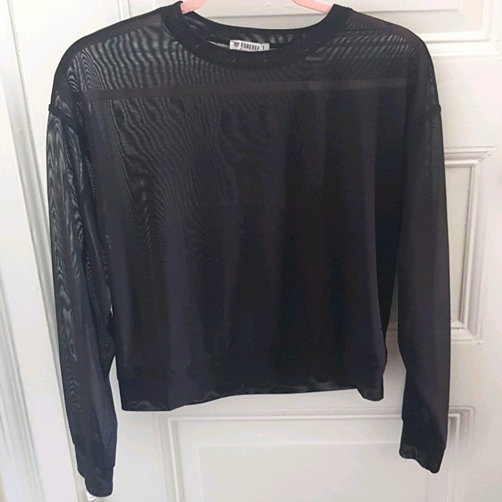 Forever 21 Black Mesh Top